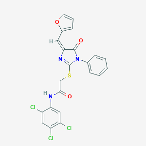 molecular formula C22H14Cl3N3O3S B303508 2-{[4-(2-furylmethylene)-5-oxo-1-phenyl-4,5-dihydro-1H-imidazol-2-yl]sulfanyl}-N-(2,4,5-trichlorophenyl)acetamide 