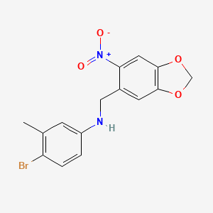 molecular formula C15H13BrN2O4 B3035088 4-bromo-3-methyl-N-[(6-nitro-1,3-benzodioxol-5-yl)methyl]aniline CAS No. 301193-45-3