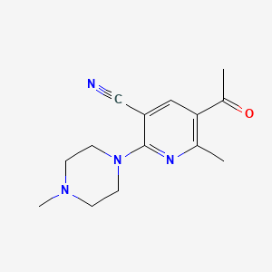 molecular formula C14H18N4O B3035124 5-乙酰-6-甲基-2-(4-甲基哌嗪基)烟酰腈 CAS No. 303147-02-6