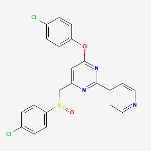4-(4-Chlorophenoxy)-6-{[(4-chlorophenyl)sulfinyl]methyl}-2-(4-pyridinyl)pyrimidine
