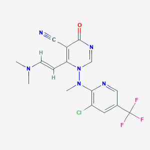 molecular formula C16H14ClF3N6O B3035134 1-[[3-氯-5-(三氟甲基)吡啶-2-基]-甲基氨基]-6-[(E)-2-(二甲氨基)乙烯基]-4-氧代嘧啶-5-腈 CAS No. 303148-37-0