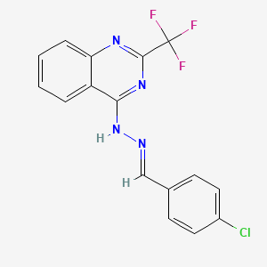 4-chlorobenzenecarbaldehyde N-[2-(trifluoromethyl)-4-quinazolinyl]hydrazone