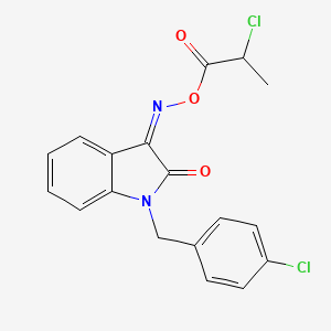 molecular formula C18H14Cl2N2O3 B3035148 [(Z)-[1-[(4-氯苯基)甲基]-2-氧代吲哚-3-亚胺基]氨基] 2-氯丙酸酯 CAS No. 303149-75-9