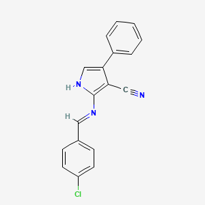 molecular formula C18H12ClN3 B3035150 2-{[(4-chlorophenyl)methylene]amino}-4-phenyl-1H-pyrrole-3-carbonitrile CAS No. 303149-96-4