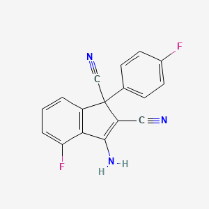 molecular formula C17H9F2N3 B3035157 3-amino-4-fluoro-1-(4-fluorophenyl)-1H-indene-1,2-dicarbonitrile CAS No. 303150-48-3