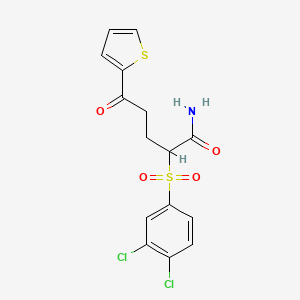 molecular formula C15H13Cl2NO4S2 B3035165 2-[(3,4-二氯苯基)磺酰基]-5-氧代-5-(2-噻吩基)戊酰胺 CAS No. 303151-33-9
