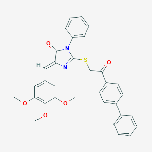 molecular formula C33H28N2O5S B303517 2-[(2-[1,1'-biphenyl]-4-yl-2-oxoethyl)sulfanyl]-3-phenyl-5-(3,4,5-trimethoxybenzylidene)-3,5-dihydro-4H-imidazol-4-one 