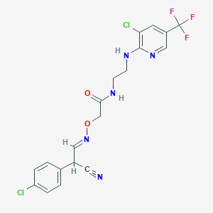 molecular formula C19H16Cl2F3N5O2 B3035172 2-({[2-(4-chlorophenyl)-2-cyanoethylidene]amino}oxy)-N-(2-{[3-chloro-5-(trifluoromethyl)-2-pyridinyl]amino}ethyl)acetamide CAS No. 303151-69-1