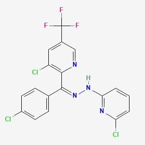 molecular formula C18H10Cl3F3N4 B3035175 (4-chlorophenyl)[3-chloro-5-(trifluoromethyl)-2-pyridinyl]methanone N-(6-chloro-2-pyridinyl)hydrazone CAS No. 303151-98-6