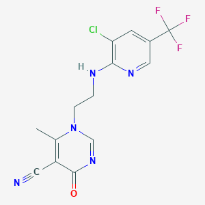 molecular formula C14H11ClF3N5O B3035185 1-[2-[[3-Chloro-5-(trifluoromethyl)pyridin-2-yl]amino]ethyl]-6-methyl-4-oxopyrimidine-5-carbonitrile CAS No. 303152-96-7