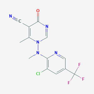 molecular formula C13H9ClF3N5O B3035186 1-[[3-氯-5-(三氟甲基)吡啶-2-基]-甲基氨基]-6-甲基-4-氧代嘧啶-5-腈 CAS No. 303153-05-1