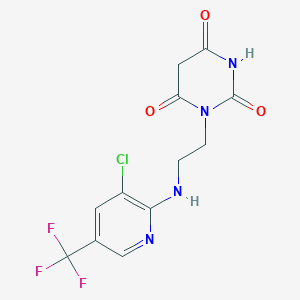 molecular formula C12H10ClF3N4O3 B3035187 1-(2-{[3-chloro-5-(trifluoromethyl)-2-pyridinyl]amino}ethyl)-2,4,6(1H,3H,5H)-pyrimidinetrione CAS No. 303153-09-5