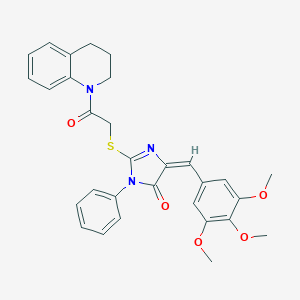molecular formula C30H29N3O5S B303519 (5E)-2-{[2-(3,4-dihydroquinolin-1(2H)-yl)-2-oxoethyl]sulfanyl}-3-phenyl-5-(3,4,5-trimethoxybenzylidene)-3,5-dihydro-4H-imidazol-4-one 