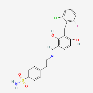 4-[2-({(E)-[3-(2-chloro-6-fluorobenzyl)-2,4-dihydroxyphenyl]methylidene}amino)ethyl]benzenesulfonamide
