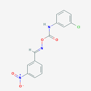 molecular formula C14H10ClN3O4 B3035203 (E)-[(3-硝基苯基)亚甲基]氨基 N-(3-氯苯基)氨基甲酸酯 CAS No. 303987-33-9