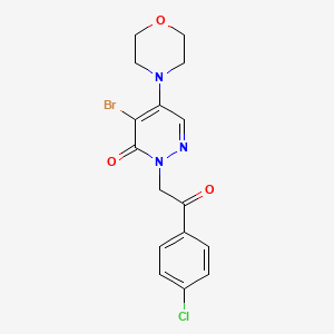 molecular formula C16H15BrClN3O3 B3035204 4-bromo-2-[2-(4-chlorophenyl)-2-oxoethyl]-5-morpholino-3(2H)-pyridazinone CAS No. 303987-72-6