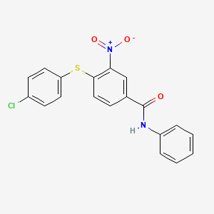 molecular formula C19H13ClN2O3S B3035206 4-[(4-chlorophenyl)sulfanyl]-3-nitro-N-phenylbenzenecarboxamide CAS No. 303988-25-2