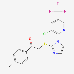 2-[1-[3-Chloro-5-(trifluoromethyl)pyridin-2-yl]imidazol-2-yl]sulfanyl-1-(4-methylphenyl)ethanone