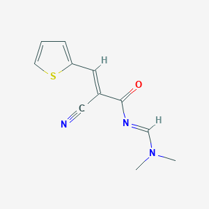 molecular formula C11H11N3OS B3035212 (E)-2-cyano-N-(dimethylaminomethylidene)-3-thiophen-2-ylprop-2-enamide CAS No. 303995-00-8