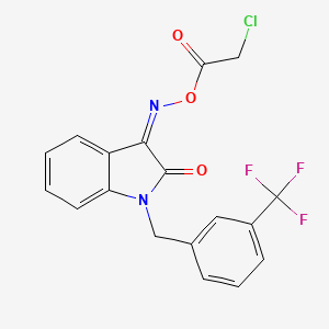 molecular formula C18H12ClF3N2O3 B3035228 [(Z)-[2-oxo-1-[[3-(trifluoromethyl)phenyl]methyl]indol-3-ylidene]amino] 2-chloroacetate CAS No. 303996-88-5