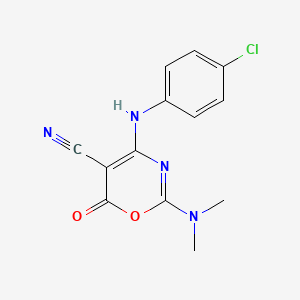 4-(4-chloroanilino)-2-(dimethylamino)-6-oxo-6H-1,3-oxazine-5-carbonitrile