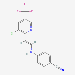 molecular formula C15H9ClF3N3 B3035234 4-[[(E)-2-[3-chloro-5-(trifluoromethyl)pyridin-2-yl]ethenyl]amino]benzonitrile CAS No. 303997-78-6