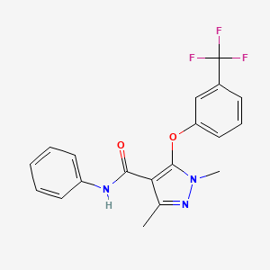 molecular formula C19H16F3N3O2 B3035236 1,3-dimethyl-N-phenyl-5-[3-(trifluoromethyl)phenoxy]-1H-pyrazole-4-carboxamide CAS No. 303997-87-7