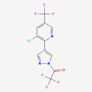 molecular formula C11H4ClF6N3O B3035260 1-{4-[3-chloro-5-(trifluoromethyl)-2-pyridinyl]-1H-pyrazol-1-yl}-2,2,2-trifluoro-1-ethanone CAS No. 306976-65-8