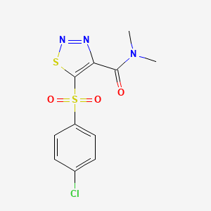 molecular formula C11H10ClN3O3S2 B3035265 5-[(4-chlorophenyl)sulfonyl]-N,N-dimethyl-1,2,3-thiadiazole-4-carboxamide CAS No. 306977-08-2