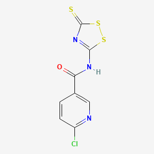 molecular formula C8H4ClN3OS3 B3035283 6-chloro-N-(3-thioxo-3H-1,2,4-dithiazol-5-yl)nicotinamide CAS No. 306980-52-9