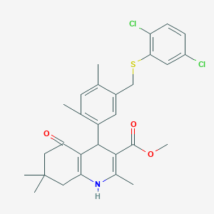 Methyl 4-(5-{[(2,5-dichlorophenyl)sulfanyl]methyl}-2,4-dimethylphenyl)-2,7,7-trimethyl-5-oxo-1,4,5,6,7,8-hexahydro-3-quinolinecarboxylate