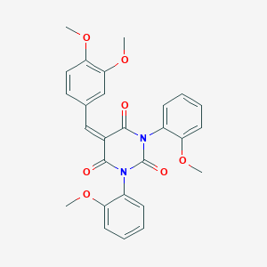 molecular formula C27H24N2O7 B3035300 5-[(3,4-Dimethoxyphenyl)methylidene]-1,3-bis(2-methoxyphenyl)-1,3-diazinane-2,4,6-trione CAS No. 313499-14-8