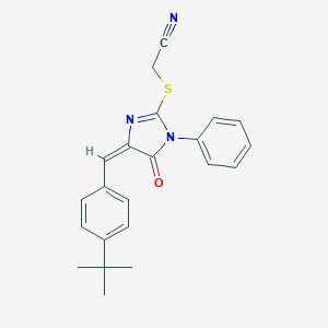 molecular formula C22H21N3OS B303531 {[4-(4-tert-butylbenzylidene)-5-oxo-1-phenyl-4,5-dihydro-1H-imidazol-2-yl]sulfanyl}acetonitrile 
