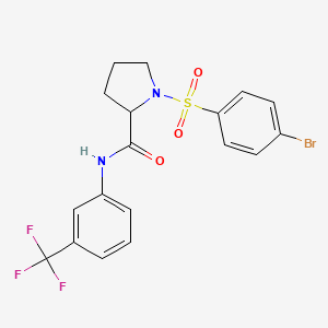 molecular formula C18H16BrF3N2O3S B3035313 1-[(4-bromophenyl)sulfonyl]-N-[3-(trifluoromethyl)phenyl]-2-pyrrolidinecarboxamide CAS No. 317377-70-1
