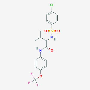 molecular formula C18H18ClF3N2O4S B3035314 2-{[(4-chlorophenyl)sulfonyl]amino}-3-methyl-N-[4-(trifluoromethoxy)phenyl]butanamide CAS No. 317378-06-6