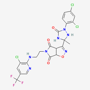 molecular formula C22H17Cl3F3N7O4 B3035324 5-[2-[[3-氯-5-(三氟甲基)吡啶-2-基]氨基]乙基]-3-[1-(2,4-二氯苯基)-3-甲基-5-氧代-1,2,4-三唑啉-3-基]-3a,6a-二氢-吡咯[3,4-d][1,2]噁唑-4,6-二酮 CAS No. 317822-54-1