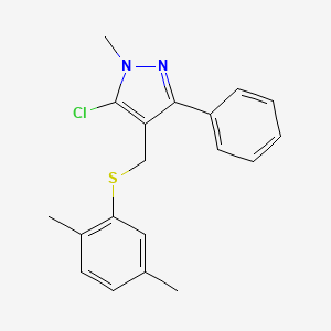molecular formula C19H19ClN2S B3035329 5-chloro-4-{[(2,5-dimethylphenyl)sulfanyl]methyl}-1-methyl-3-phenyl-1H-pyrazole CAS No. 318234-13-8