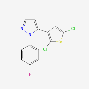 molecular formula C13H7Cl2FN2S B3035346 5-(2,5-二氯-3-噻吩基)-1-(4-氟苯基)-1H-吡唑 CAS No. 318256-32-5