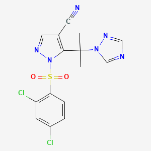 1-(2,4-Dichlorophenyl)sulfonyl-5-[2-(1,2,4-triazol-1-yl)propan-2-yl]pyrazole-4-carbonitrile