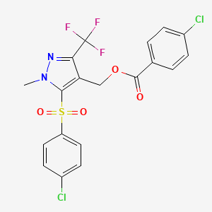 [5-(4-Chlorophenyl)sulfonyl-1-methyl-3-(trifluoromethyl)pyrazol-4-yl]methyl 4-chlorobenzoate