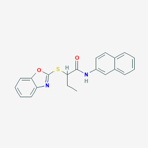 molecular formula C21H18N2O2S B303536 2-(1,3-benzoxazol-2-ylsulfanyl)-N-(2-naphthyl)butanamide 