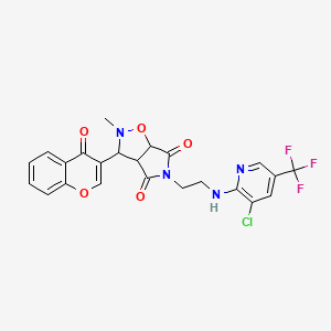 molecular formula C23H18ClF3N4O5 B3035361 5-[2-[[3-chloro-5-(trifluoromethyl)pyridin-2-yl]amino]ethyl]-2-methyl-3-(4-oxochromen-3-yl)-3a,6a-dihydro-3H-pyrrolo[3,4-d][1,2]oxazole-4,6-dione CAS No. 318949-34-7