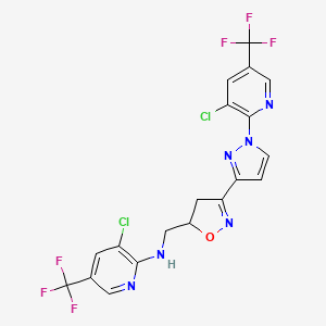 molecular formula C19H12Cl2F6N6O B3035369 3-氯-N-[[3-[1-[3-氯-5-(三氟甲基)吡啶-2-基]吡唑-3-基]-4,5-二氢-1,2-恶唑-5-基]甲基]-5-(三氟甲基)吡啶-2-胺 CAS No. 318951-74-5