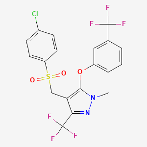 molecular formula C19H13ClF6N2O3S B3035371 4-[(4-氯苯基)磺酰基甲基]-1-甲基-3-(三氟甲基)-5-[3-(三氟甲基)苯氧基]吡唑 CAS No. 318959-16-9