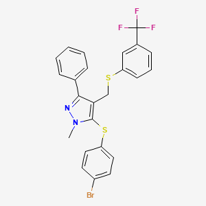 5-(4-Bromophenyl)sulfanyl-1-methyl-3-phenyl-4-[[3-(trifluoromethyl)phenyl]sulfanylmethyl]pyrazole