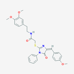 molecular formula C29H29N3O5S B303538 N-[2-(3,4-dimethoxyphenyl)ethyl]-2-{[4-(4-methoxybenzylidene)-5-oxo-1-phenyl-4,5-dihydro-1H-imidazol-2-yl]sulfanyl}acetamide 