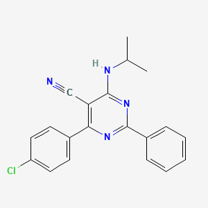 molecular formula C20H17ClN4 B3035382 4-(4-Chlorophenyl)-6-(isopropylamino)-2-phenyl-5-pyrimidinecarbonitrile CAS No. 320418-03-9