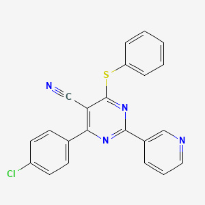 molecular formula C22H13ClN4S B3035388 4-(4-Chlorophenyl)-6-(phenylsulfanyl)-2-(3-pyridinyl)-5-pyrimidinecarbonitrile CAS No. 320418-64-2