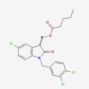molecular formula C20H17Cl3N2O3 B3035404 [[5-Chloro-1-[(3,4-dichlorophenyl)methyl]-2-oxoindol-3-ylidene]amino] pentanoate CAS No. 320420-74-4