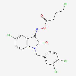 molecular formula C19H14Cl4N2O3 B3035406 [[5-氯-1-[(3,4-二氯苯基)甲基]-2-氧代吲哚-3-亚烷基]氨基] 4-氯丁酸酯 CAS No. 320420-78-8